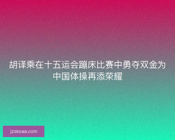 胡译乘在十五运会蹦床比赛中勇夺双金为中国体操再添荣耀